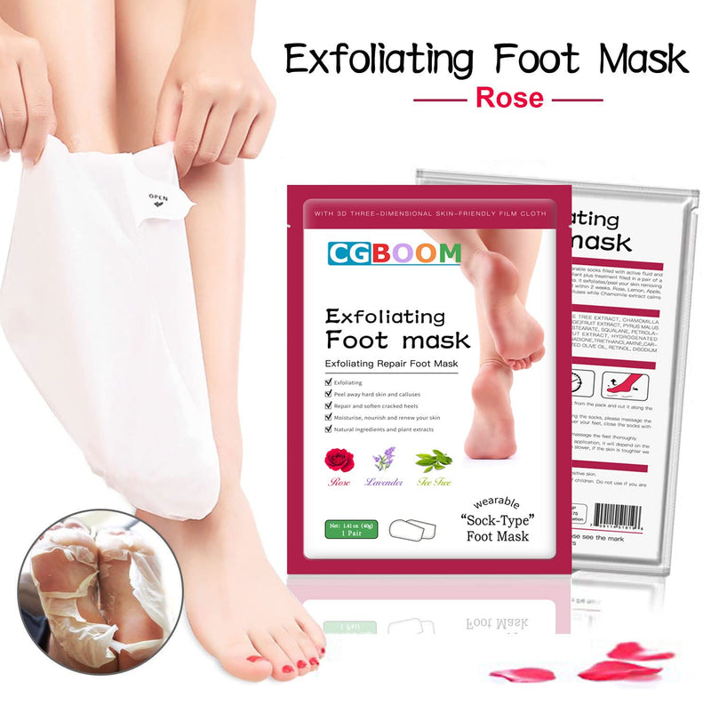 [Australia] - 3 Pack Foot Peel Mask,Exfoliating Foot Socks Calluses Remover Dead Skin, Aloe Moisturizing Feet Peeling Mask for Dry Skin,Cracked Heels,Foot SPA Socks for Women and Men (Rose) Rose 