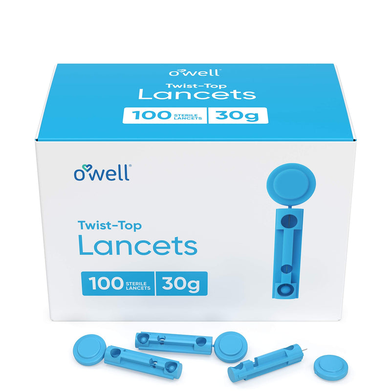 [Australia] - O'WELL Lancing Device Kit + 100 O'WELL Sterile Twist Top Lancets, 30 Gauge (for Regular-Thinner Skin) 