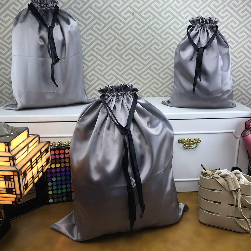 [Australia] - PlasMaller Dust Cover Storage Bags Thick Silk Cloth Pouch with Drawstring For Luxuries Handbags Tote Purses Shoes Boots, Silver (12.6 x 15.7 in) 12.6 x 15.7 in 