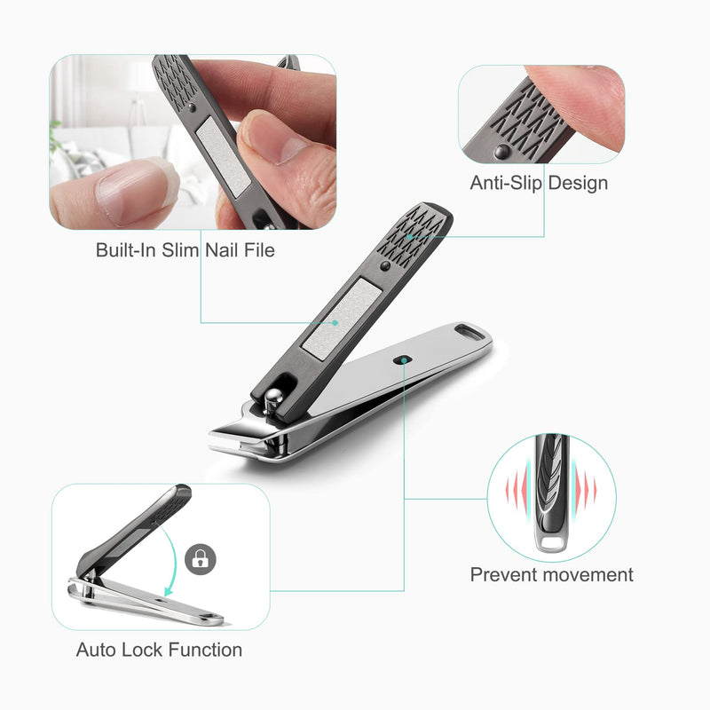 [Australia] - FERYES Nail Clippers 2 Pcs Nail Cutter Set, Upgrade Stainless Steel Curved and Slant Blade Fingernails Toenails Kit for Men and Women,Taupe 