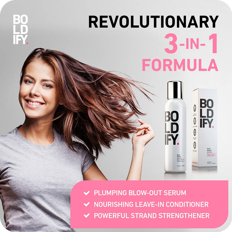 [Australia] - Boldify 3X Biotin Hair Thickening Serum - Get Thicker Hair Day One - Natural 3-in-1 Hair Retention, Leave-In Conditioner & Plumping Blow Out Treatment - Healthy Looking Hair Growth - 4oz 4 Fl Oz (Pack of 1) 