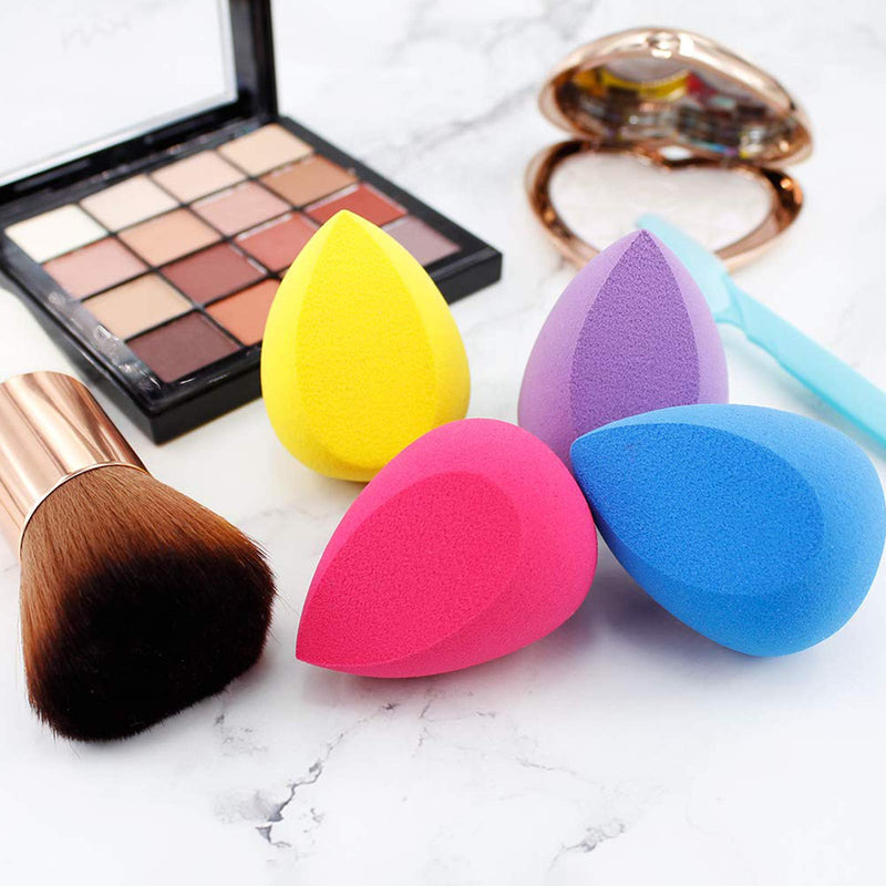 [Australia] - BEAKEY 4+1Pcs Makeup Sponges with Powder Brush, Foundation Blending Sponge for Liquid Cream and Powder, Professional Beauty Sponge Blender & Kabuki Brush Light 