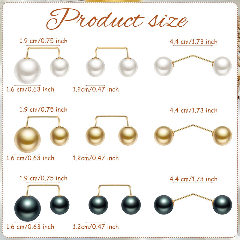 [Australia] - 18 Pieces Pearl Brooch Pin Anti-exposure Top Neckline Safety Pin Sweater Shawl Clip Ladies Pin, Girls Wedding Party Decoration, 3 Styles, 3 Colors 