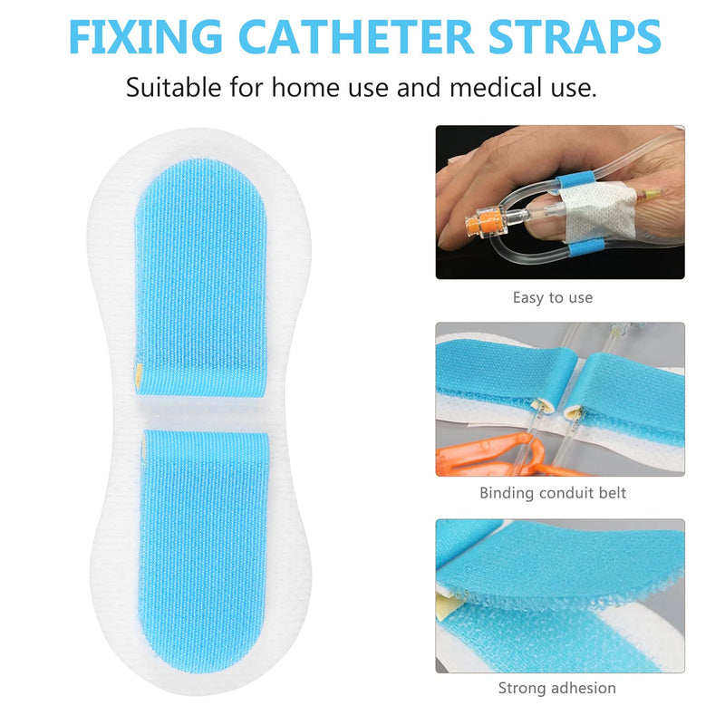 [Australia] - Healifty Catheter Stabilization Device Legband Holder Sticker Universal Fixing Bands Catheter Tube Holder White Blue 10Pcs 9.5x3.5x0.8cm 