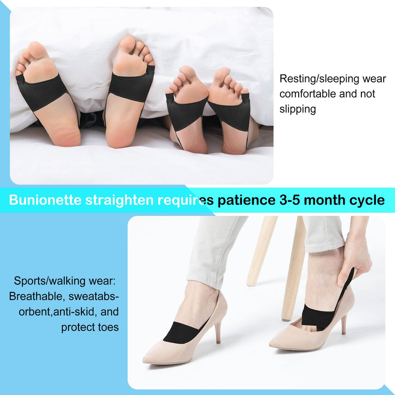 [Australia] - DYKOOK Tailors Bunion Corrector 1Pair Bunionette Sleeves Built-in Gel Pads Silicone Cover Guard with Non-Slip Strap to Relief Bunion Pinky Toe Pain, Straighten Bunionette,Overlapping Toe(Black-Small) Black S 