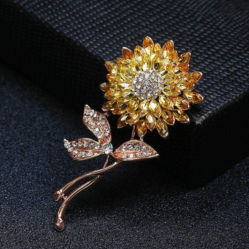 [Australia] - Bling Bling Sunflower Brooch Wedding Embellishment DIY Brooch Mother's Gift Gold 