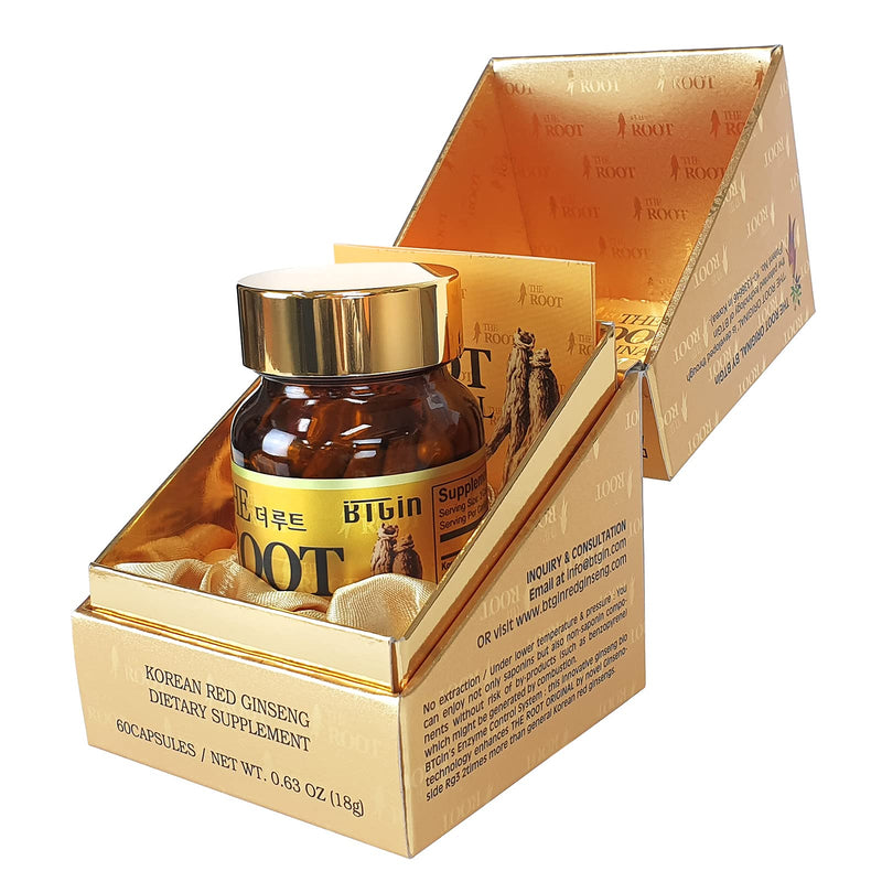 [Australia] - BTGIN Korean Red Ginseng Capsules, Natural Energy Supplements for Immune Support, Stress Relief, Focus and Mental Clarity, The Root Original Enriched with Pure Ginsenosides Rg3 