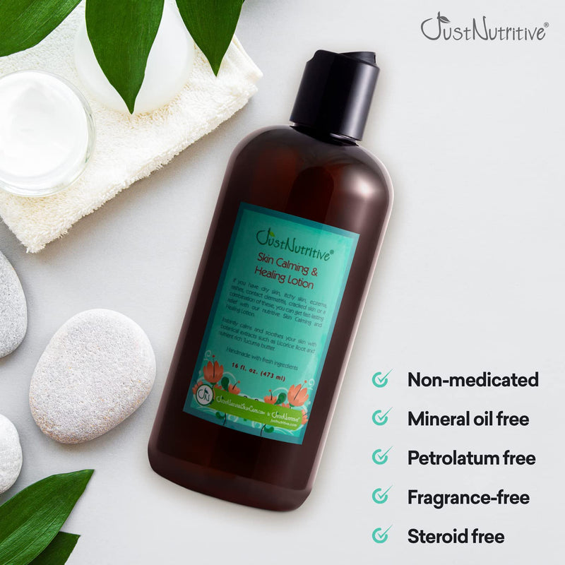 [Australia] - Skin Calming & Healing Lotion | Organic Moisturizer for Treatment of Dry, Cracked or Irritated and Itchy Skin | Eczema Lotion Provides Long-lasting Relief | Just Nutritive | 16 Oz 