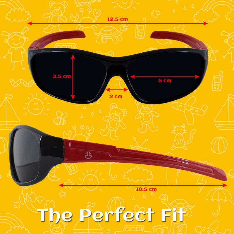 [Australia] - Kids Sunglasses Girls & Boys, Kids Polarized Flexible Rubber UV Protection Sunglasses Black 