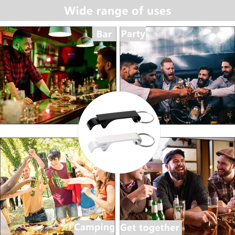 [Australia] - 6Pcs Keyring Bottle Openers for Can Beer Opener Keychain, Mini Bottle Opener for Bars, Party Present Supplies, Black and Silver 