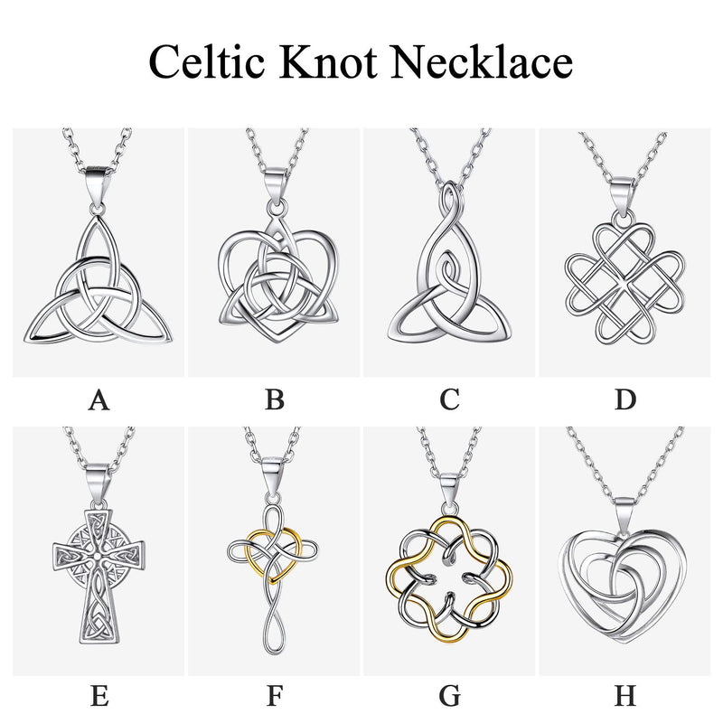 [Australia] - ChicSilver 925 Sterling Silver Good Luck Irish Celtic Knot Necklaces Vintage Triangle/Cross/Round Pendant Necklaces Gift for Women (with Gift Box) Style A-Gold 