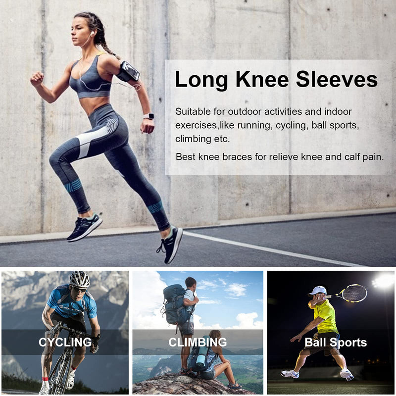 [Australia] - Full Leg Sleeves Long Compression Leg Sleeve Knee Sleeves Protect Leg, for Man Women Basketball, Arthritis Cycling Sport Football, Reduce Varicose Veins and Swelling of Legs(Pair) Black Large (1 Pair) 