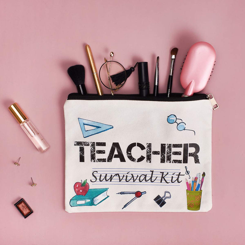 [Australia] - Teacher Appreciation Gifts Teacher survival kit Teacher Supplies for Classroom Best Teacher Gift Makeup Bag Teacher Bag for Women Music Teacher Gifts Preschool Elementary High School makeup bags 