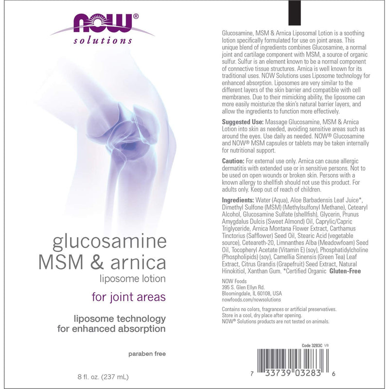 [Australia] - NOW Solutions, Glucosamine, MSM and Arnica Liposome Lotion, For Joint Areas, Liposome Technology for Enhanced Absorption, 8-Ounce 1 