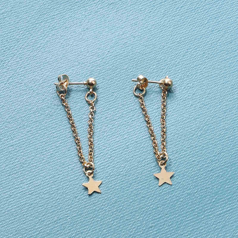[Australia] - Yheakne Boho Star Chain Earrings Gold Star Drop Dangle Earrings Studs Personlized Earrings Jewelry for Women and Girls 