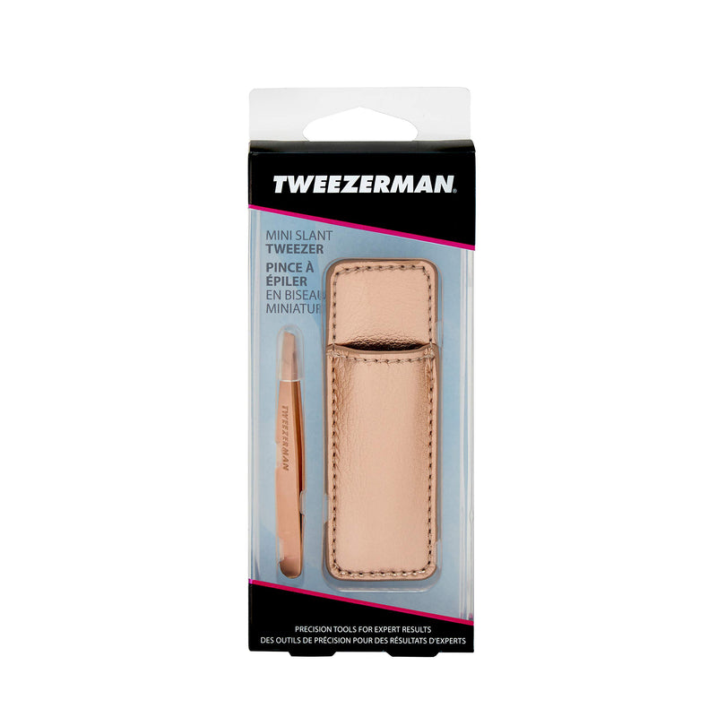 [Australia] - Tweezerman Rose Gold Mini Slant Tweezer with Case 
