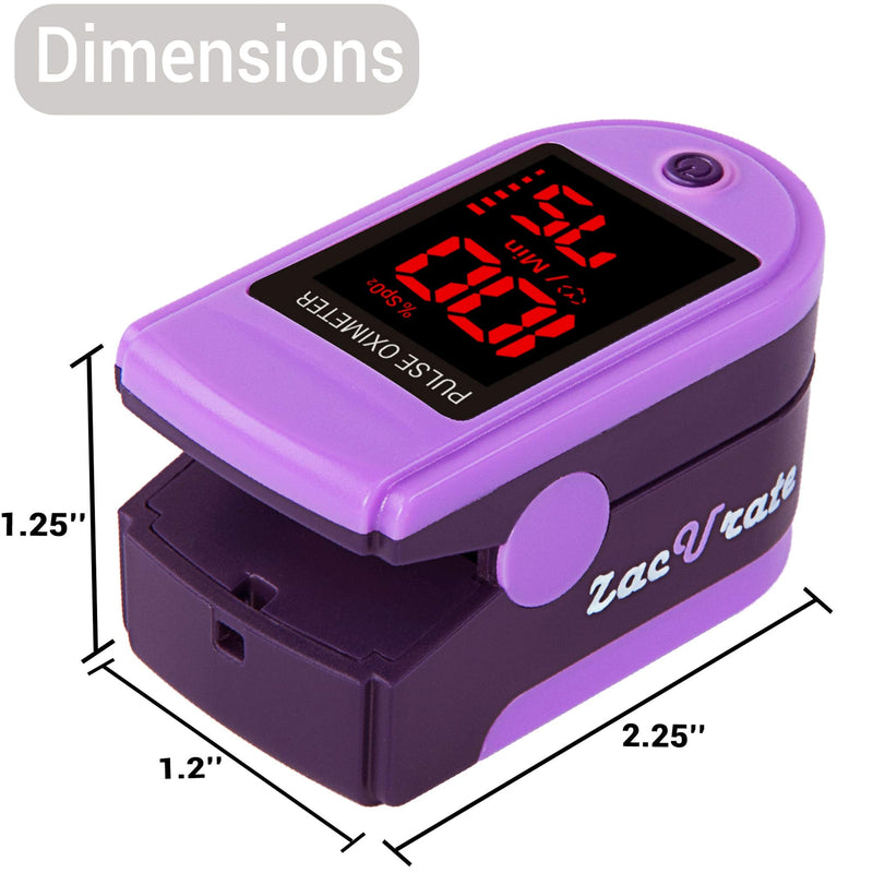 [Australia] - Zacurate Pro Series 500DL Fingertip Pulse Oximeter Blood Oxygen Saturation Monitor with Silicon Cover, Batteries and Lanyard (Mystic Purple) 