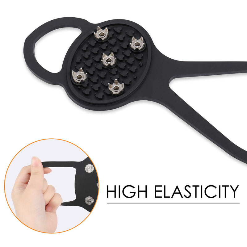 [Australia] - LACE INN 2 Pairs Non Slip Gripper Spike, Ice Grippers Traction Cleats Snow Shoe Spikes Grips Crampons with 10 Steel Studs Cleats black 