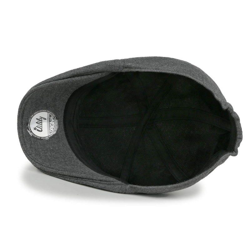 [Australia] - ililily Soft cotton Newsboy Flat Cap ivy stretch Driver Hunting Hat Medium Dark Grey 