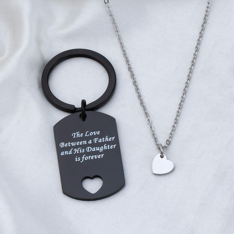 [Australia] - TGBJE Father Daughter Gift The Love Between A Father and His Daughters is Forever Keychain Necklace Set Gifts for Daughter from Dad BL 1 Daughter 