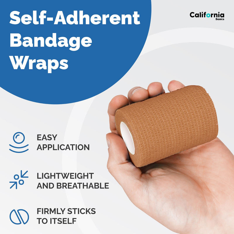 [Australia] - Self Adhering Bandage Wrap (Bundle Pack of 8) | 3 Inch by 5 Yards Non Woven Self Adhesive Bandage Wrap | Brown Athletic Tape for Wrist, Hand and Ankle wrap | Premium-Grade Medical Bandage Tape 8 Count (Pack of 1) 