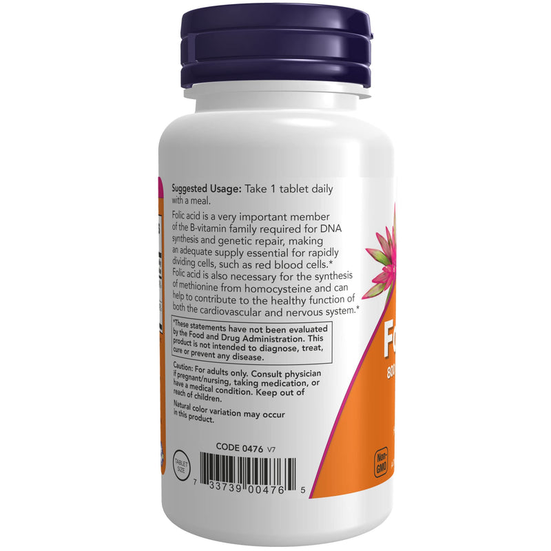 [Australia] - NOW Supplements, Folic Acid 800 mcg + B-12 (Cyanocobalamin) 25 mcg, B Complex Vitamin, 250 Tablets 