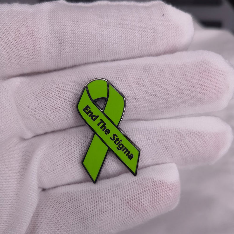 [Australia] - GuDeKe Stop End The Stigma of Mental Illness Pin Mental Health Awareness Ribbon Brooch 