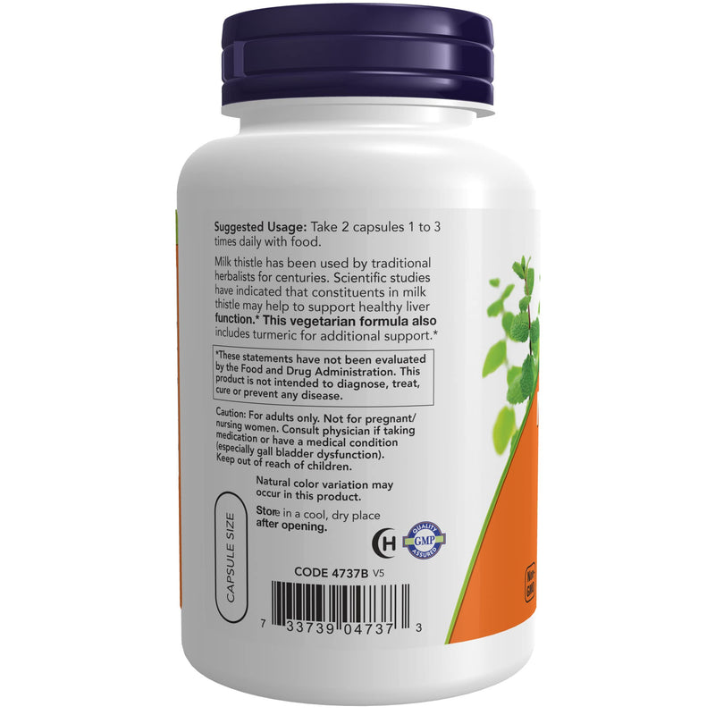 [Australia] - NOW Supplements, Silymarin Milk Thistle Extract 150 mg with Turmeric, Supports Liver Function*, 120 Veg Capsules 