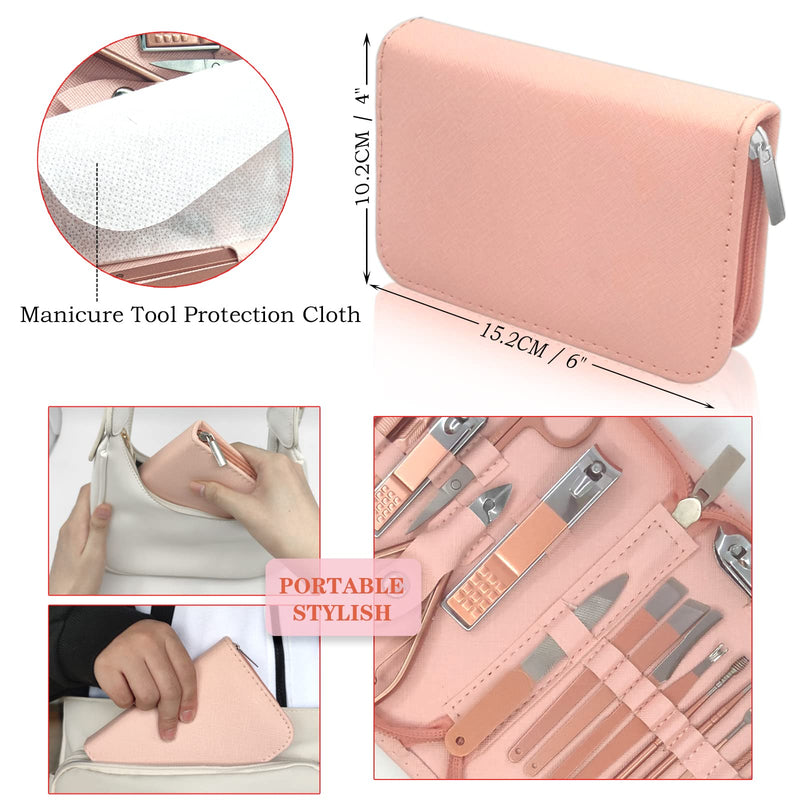 [Australia] - Manicure Set Professional Nail Clippers Kit Pedicure Care Tools With Zipped Bag For Women - 18 In 1 Grooming Tools Kit For Travel & Home（ROSE GOLD） Rose Gold-18pcs 