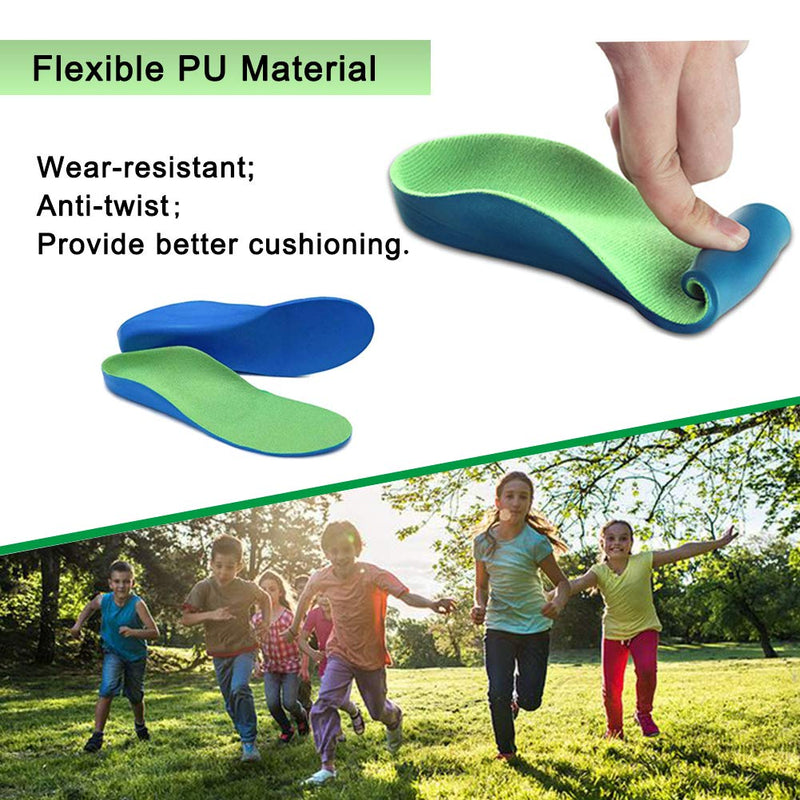 [Australia] - Bacophy Kids Orthotic Arch Support Shoe Insoles, Children Pu Cushioning Inserts, Shock Absorption Velvet Surfaces Deep Heel Cup Inner Sole for Flat Feet, Plantar Fasciitis, Feet Heel Pain Relief (XXL) 4-6 M Big Kid 