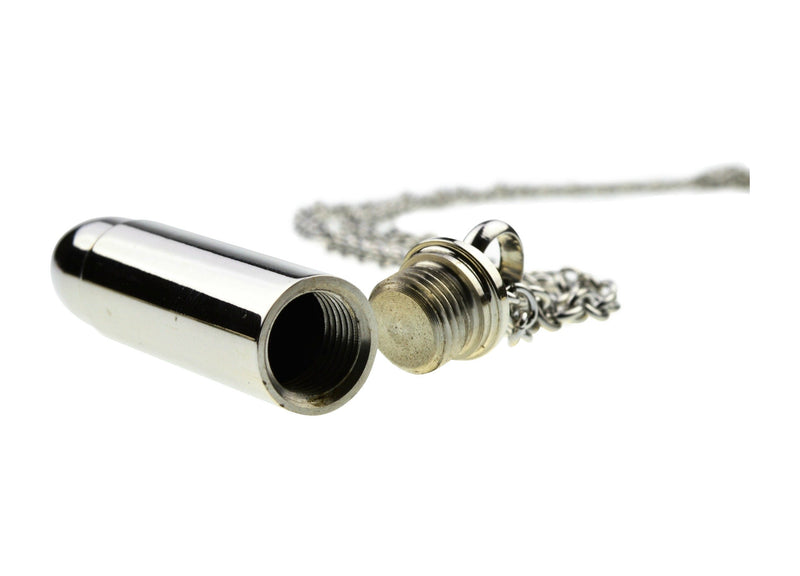 [Australia] - (2) Silver Bullet Memorial Cremation Jewelry Urns Necklaces for Ashes Stainless Steel 20" inch Chains, Police, Military, Soldier, Sportsman, K9, Officer 