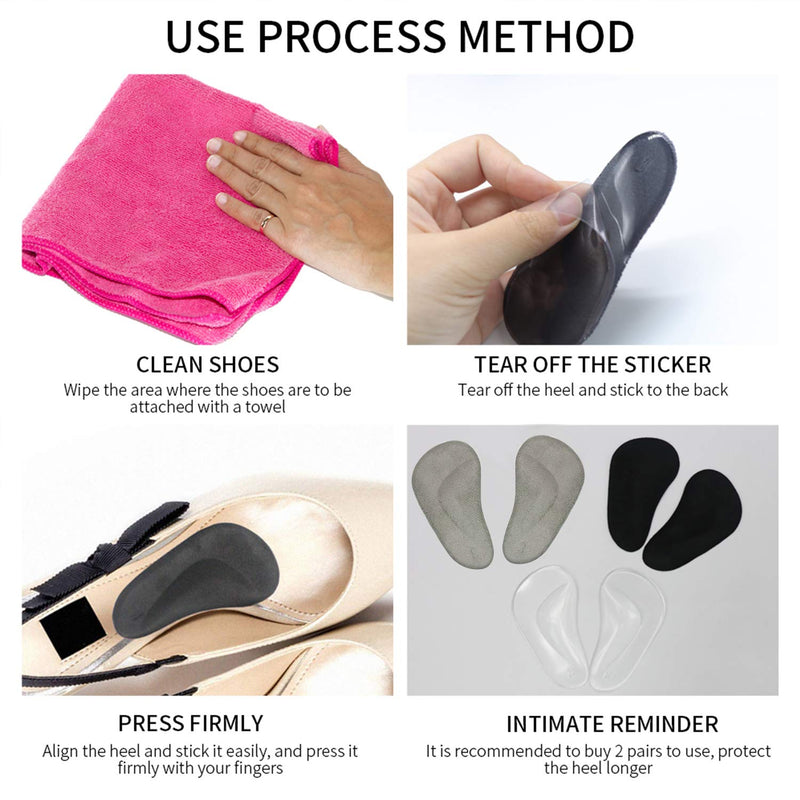 [Australia] - Arch Support Shoe Inserts for Women,Arch Support Insoles for Flat Feet Plantar Fasciitis Relieve Pain 12 Pieces Gel Foot Arch Supports Reusable Arch Pads 2 Black，2 Beige，2 Clear 12 Count (Pack of 1) 