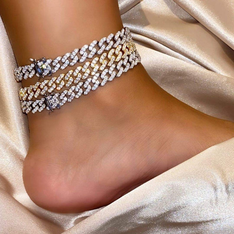 [Australia] - TOPGRILLZ 8mm Cuban Link Anklets Bracelet for Women 6 Times 14K Gold Plated Fashion Foot Jewelry Gift … 9.0 Inches 