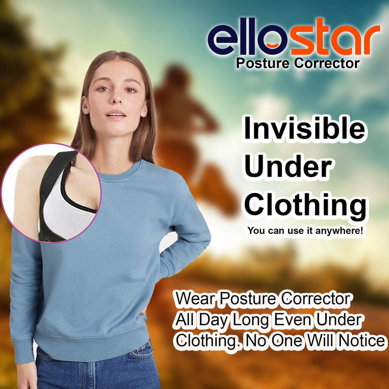 [Australia] - ellostar Back Brace Posture Corrector for Women and Men, Lumbar Shoulder and Back Straightener Posture Improvement Pain Relief (Medium) Lower Chest 27 -33 Inch Medium 