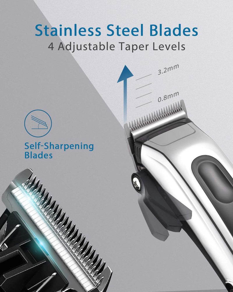 [Australia] - Hair Clippers for Men, Professional Cordless Barber Clippers for Hair Cutting, Beard and Hair Trimmer Rechargeable Mens Haircut Kit with Power Display silver 