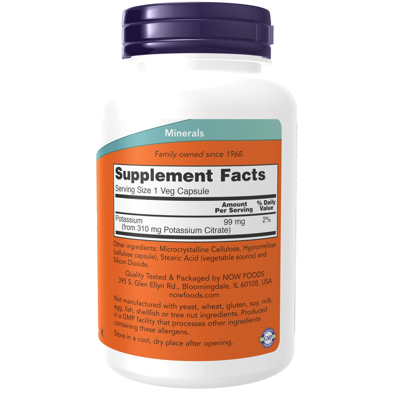 [Australia] - NOW Supplements, Potassium Citrate 99 mg, Supports Electrolyte Balance and Normal pH*, Essential Mineral, 180 Veg Capsules 