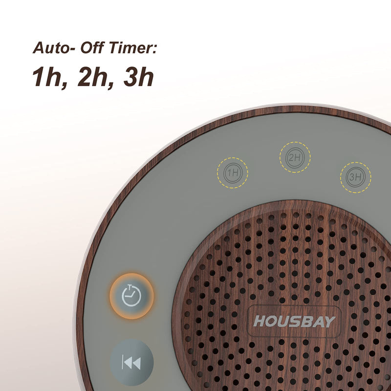 [Australia] - Housbay White Noise Machine with 31 High Fidelity Soothing Sounds, 5W High Power Loud Enough Speaker, Easy Volume Control, Sleep Timer, Sound Machine for Baby, Kids, Adults, Light Sleeper -Wood Grain B-Dark Brown Wooden 