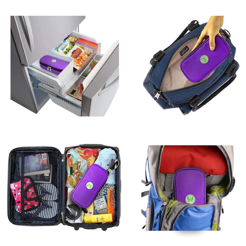 [Australia] - YOUSHARES Insulin Cooler Travel Case - Medication Diabetic Insulated Organizer Portable Cooling Bag for Insulin Pen and Diabetic Supplies with 2 Cooler Ice Pack (Purple) Purple 