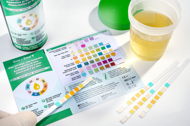 [Australia] - 100 x Urine Test Strips for Infection Cystitis Testing Sticks, UTI, Nitrite, Leukocytes, 8 Parameter Urinalysis Multisticks 