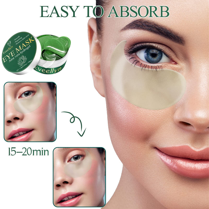 [Australia] - Eveellyn Under Eye Patches, Natural Aloe Vera Hydrogel Under Eye Pads Masks for Hydrating and Anti-aging Treatment for Puffy Eyes, Fine Lines and Wrinkles, Eye Bags, Dark Circles 60Pcs/30Pairs 
