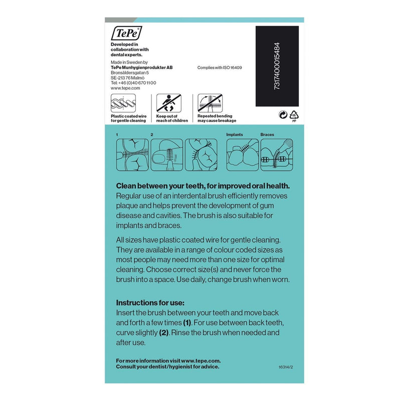 [Australia] - TePe Interdental Brushes 1.3mm Grey - 3 Packets of 8 (24 Brushes) 