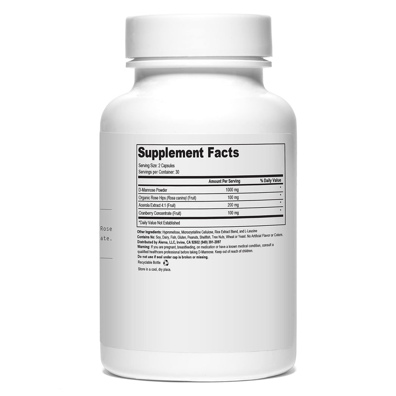 [Australia] - D-Mannose (1000mg) with Organic Rose Hips and Cranberry Concentrate to Support Normal Urinary Tract Function 60 Count (Pack of 1) 