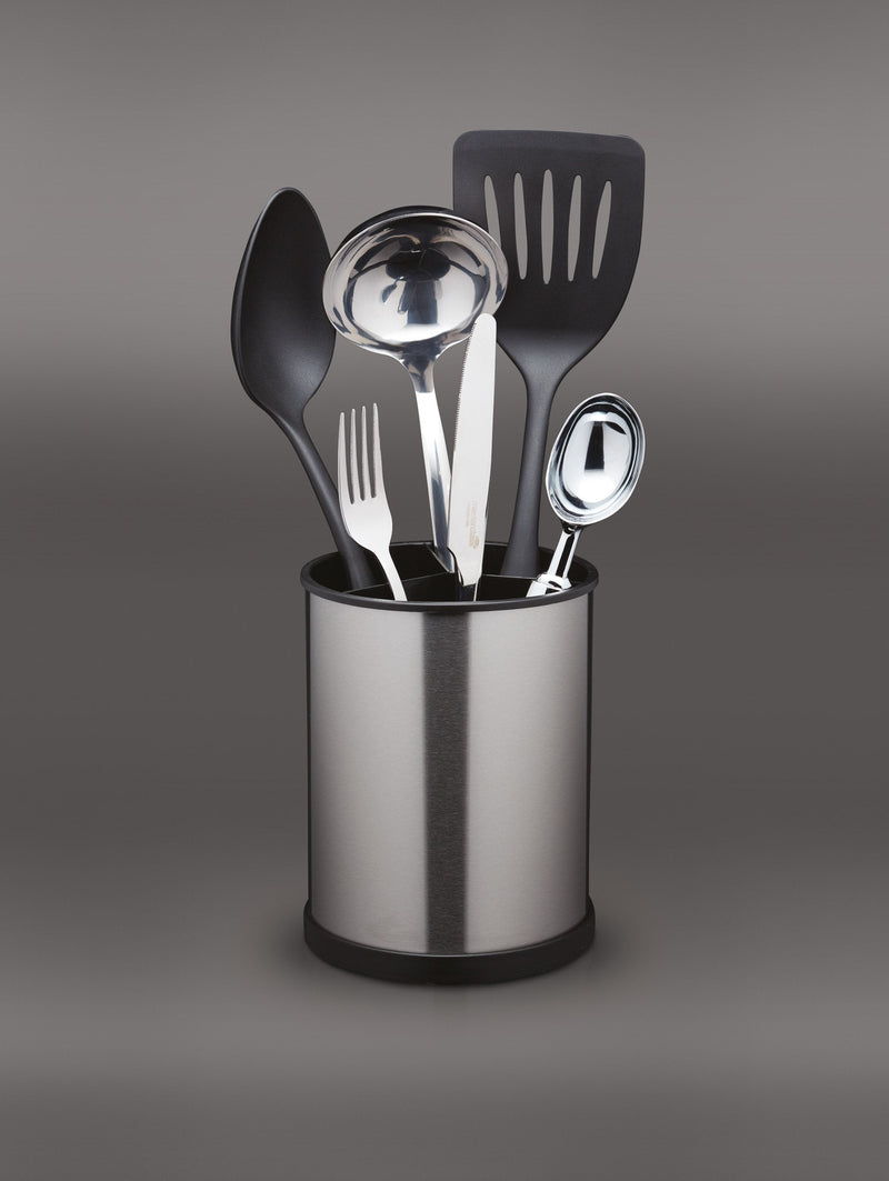 [Australia] - KitchenCraft MCCADDYSS Rotating Kitchen Utensil Holder, 18.5 x 14 cm-Stainless Steel Effect, Silver Stainless Steel Style 