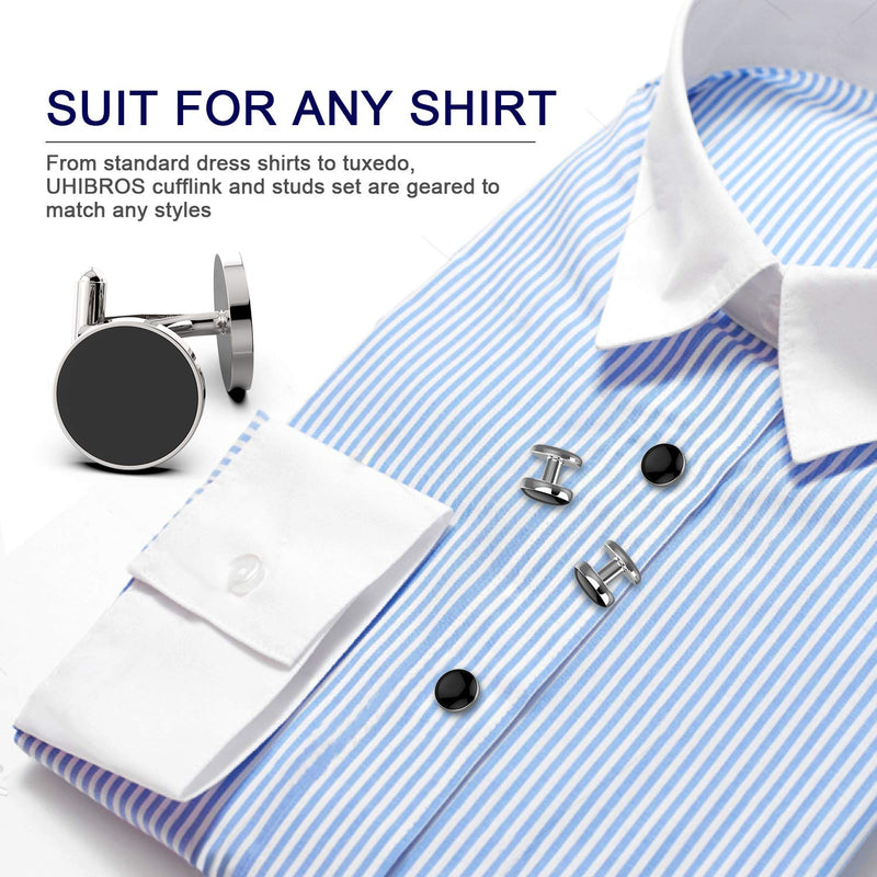 [Australia] - UHIBROS Jewelry Stainless Steel Classic Tuxedo Shirt Cufflinks for Men Unique Business Wedding White Cufflinks-1116-1-18 