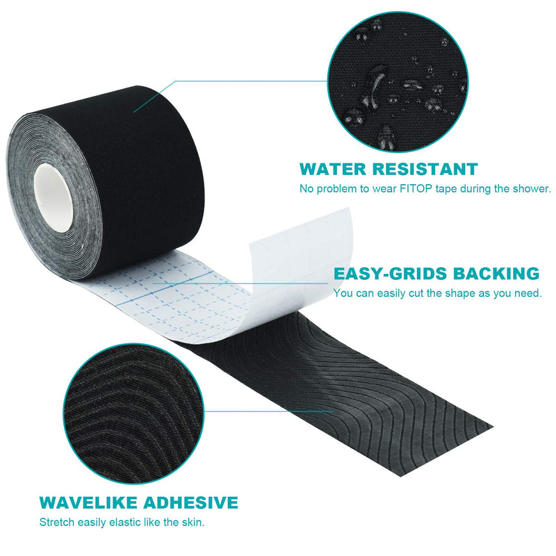 [Australia] - Kinesiology Tape Kinetic for Knee, Shoulder, Elbow and More, Perfect K Athletic Tape for Sports, Recovery and Physio Therapy, 2 Pack Black 