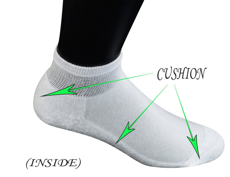 [Australia] - Yomandamor Men's 5 Pairs Bamboo Low Cut Diabetic Socks with Cushion Sole and Seamless Toe 10-13 5 Pairs Solidwhite 