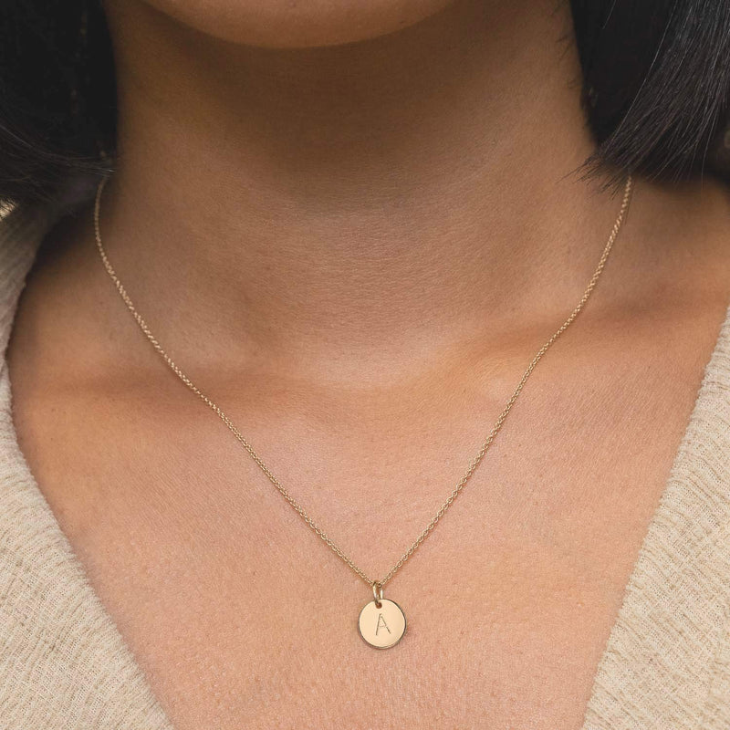 [Australia] - Befettly Initial Necklace,14K Gold-Plated Children Necklace Round Disc Double Side Engraved Hammered Name Necklace 16.5’’ Adjustable Personalized Alphabet Letter Pendant A 