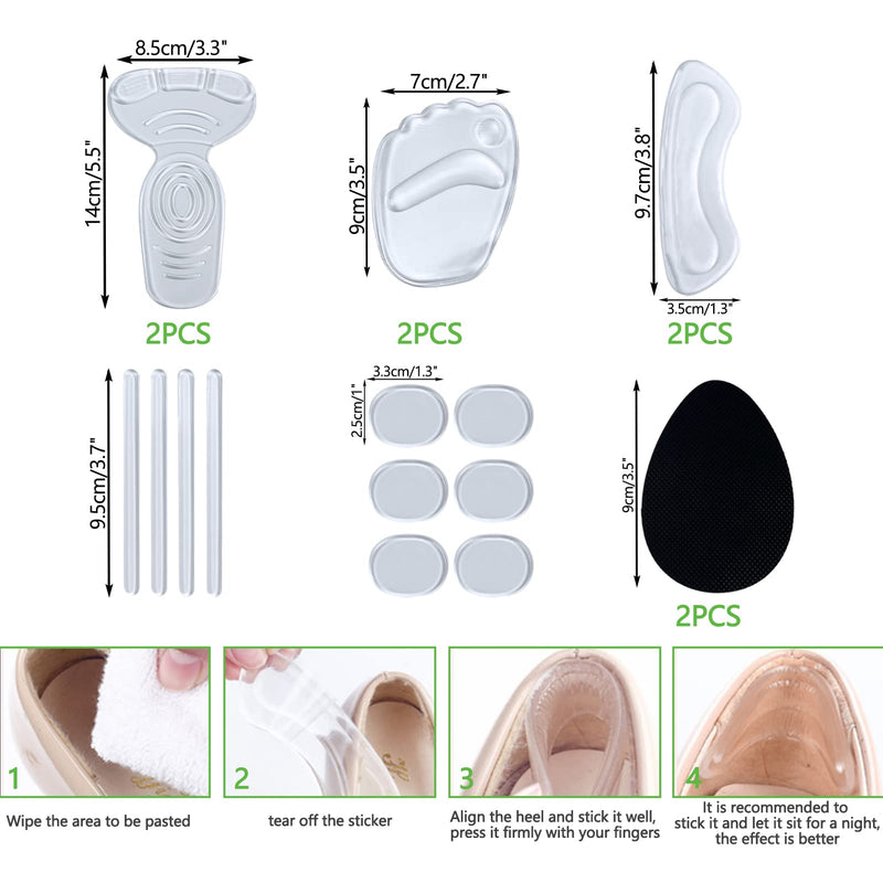 [Australia] - Rainmae Heel Grips,18 Pcs Clear Gel Heel Cushion Inserts Metatarsal Pads for Loose Shoes,Silicone Invisible Heel Protector for Against Pain Blisters 