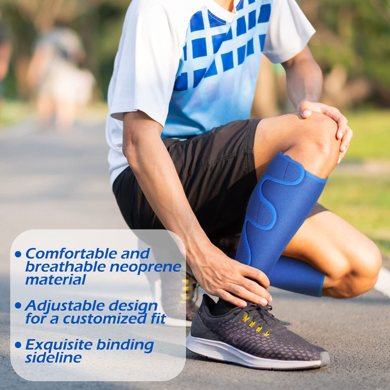 [Australia] - 2 Pairs Calf Support Brace Adjustable Shin Splint Calf Compression Sleeve Lower Leg Compression Wrap for Men and Women Pain Relief (Blue and Black) 