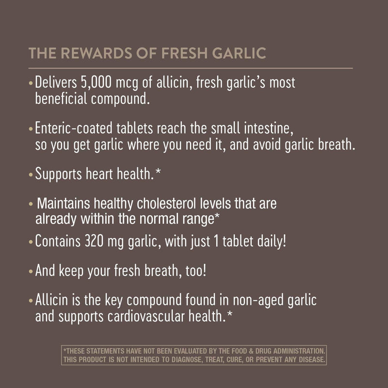 [Australia] - Nature's Way Garlinase 5000; 3.4% Garlic Extract Per Serving; 100 Enteric-Coated Tablets (Packaging May Vary) 